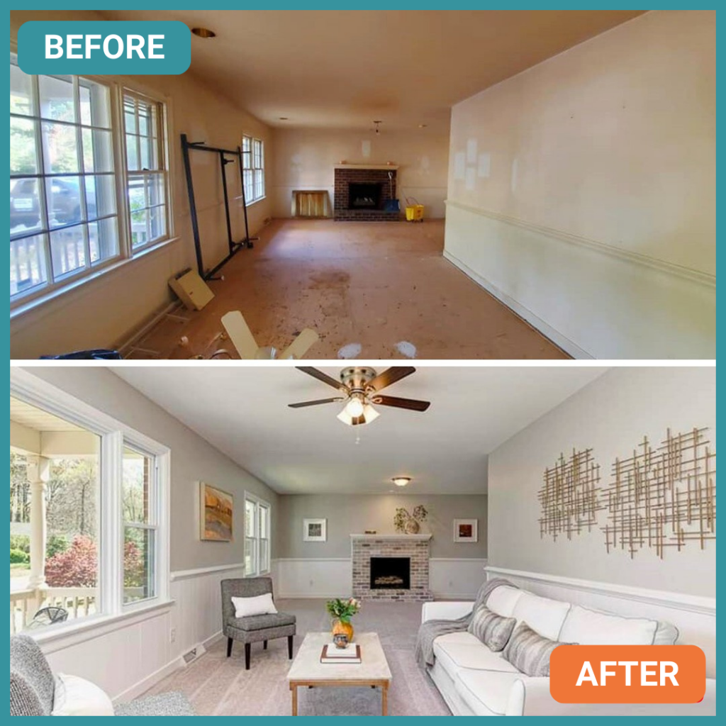 Interior of a Richmond home painted, before & after.