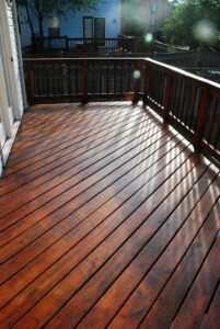Freshly stained deck of home in Richmond, VA