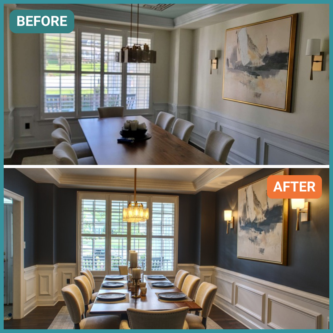 Interior of a Richmond home painted, before & after.