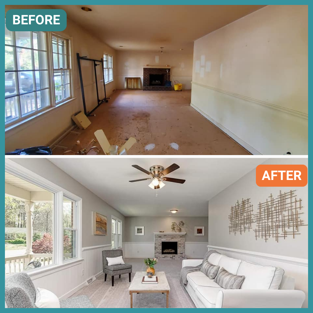 Interior of a Richmond home painted, before & after.
