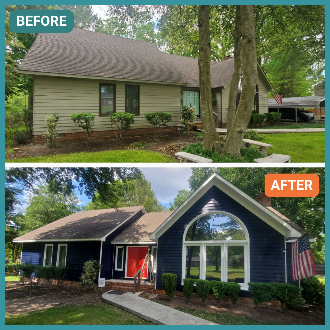 Exterior of a Richmond home painted, before & after.